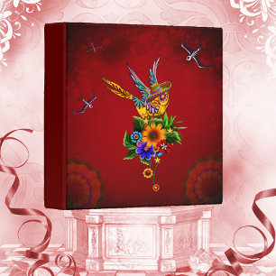 Funny sugar skull bird binder