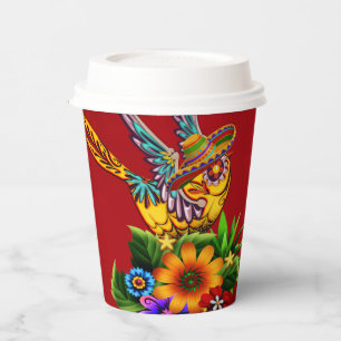 Funny sugar skull bird paper cups