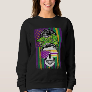 Funny Sugar Skull Mardi Gras Party 2023 Costume Sweatshirt