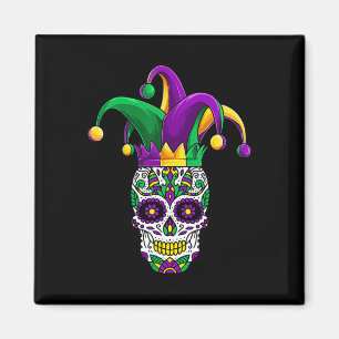 Funny Sugar Skull Mardi Gras Party Apparel Magnet