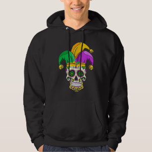 Funny Sugar Skull Mardi Gras Party Apparel Men Wom Hoodie