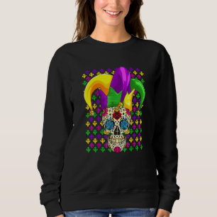 Funny Sugar Skull Mardi Gras Party Apparel Sweatshirt
