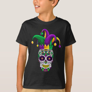 Funny Sugar Skull Mardi Gras Party Apparel T-Shirt