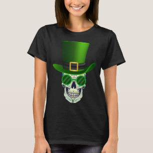 Funny Sugar Skull Saint Patricks Day of Dead T-Shirt