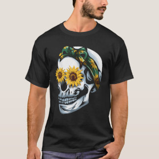 Funny Sugar Skull Sunflower Gift Skeleton Lover Me T-Shirt