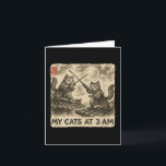 Funny Sumi-e Kawaii Ink Painting Japanese My Cats  Card<br><div class="desc">Funny Sumi-e Kawaii Ink Painting Japanese My Cats At 3am</div>