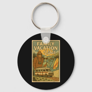 Funny Summer Bigfoot Family Vacation Alien Nessie  Keychain