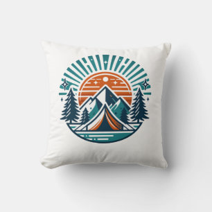 funny summer camping throw pillow