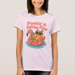 Funny Summer Cat Flamingo T-Shirt