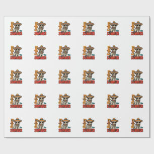 Funny Summer Cat Sombrero Vintage Engraving Design Wrapping Paper