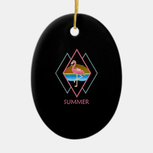 Funny Summer Flamingo   Cute Flamingo Lover Ceramic Ornament