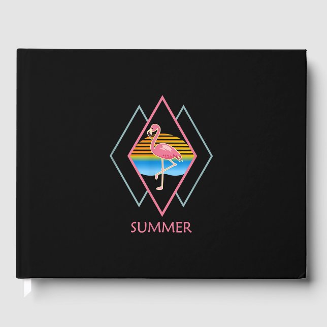 Funny Summer Flamingo | Cute Flamingo Lover Guest Book (Front)