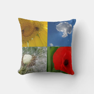 Funny Summer Flowers Throw Pillow