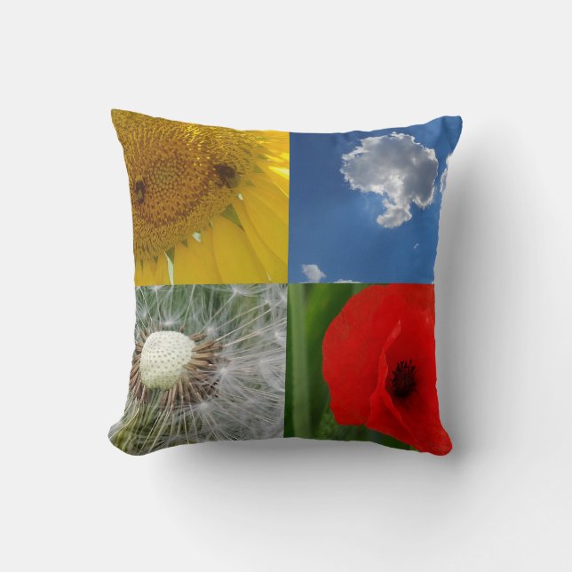Funny Summer Flowers Throw Pillow (Front)