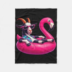 Funny Summer Goat Pink Pool Party Hawaiian Summer  Fleece Blanket