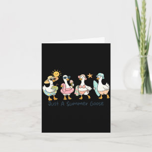 Funny summer goose beach duck cute animal vacation card