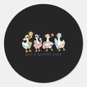 Funny summer goose beach duck cute animal vacation classic round sticker