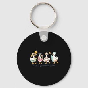Funny summer goose beach duck cute animal vacation keychain
