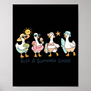 Funny summer goose beach duck cute animal vacation poster