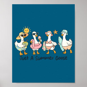 Funny summer goose beach duck cute animal vacation poster