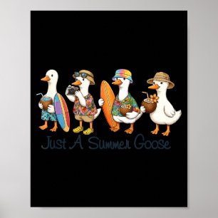 Funny summer goose beach duck surf vacation cute poster