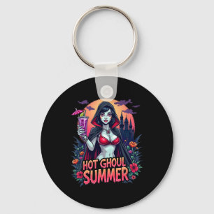 Funny Summer Hot Ghoul Summerween Vibes Ice Cream Keychain