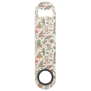 Funny Summer Pattern With Ships Bar Key