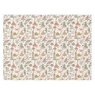 Funny Summer Pattern With Ships Tablecloth