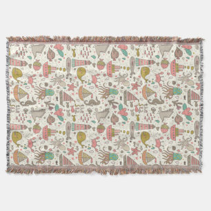 Funny Summer Pattern With Ships Throw Blanket