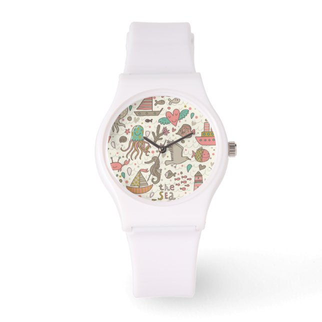 Funny Summer Pattern With Ships Watch (Front)