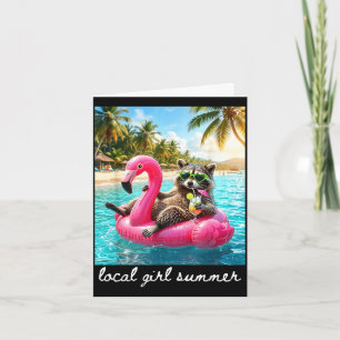 Funny summer raccoon meme women girls feral girl card