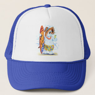Funny Summer Snowman Surfer Drinks Fresh Cocktail Trucker Hat