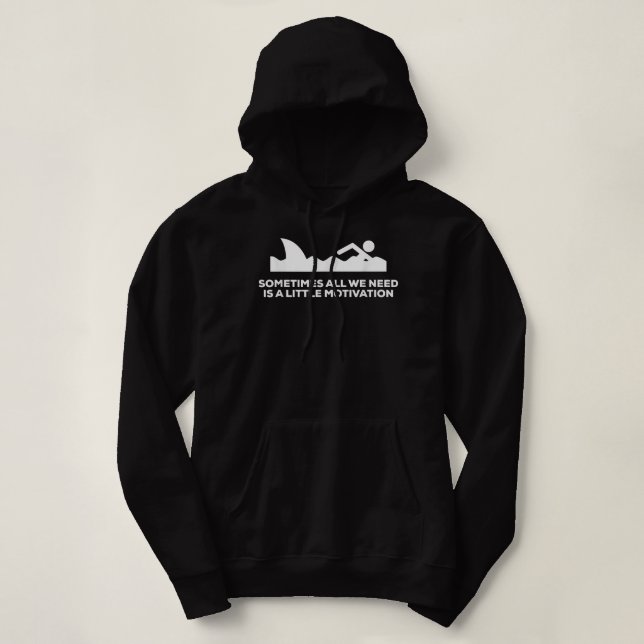 Funny Summer Swim  - Motivational Shark Hoodie (Design Front)