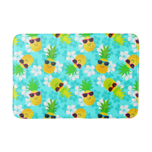Funny Summer Tropical Pineapples Bath Mat