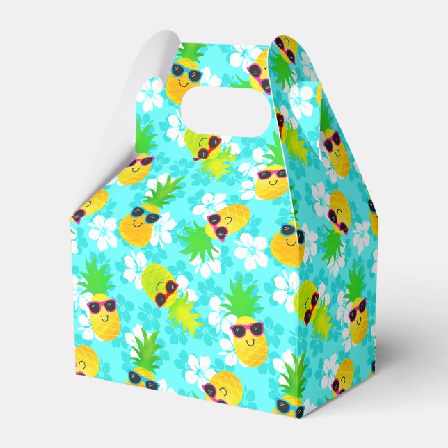 Funny Summer Tropical Pineapples Favor Box (Front Side)