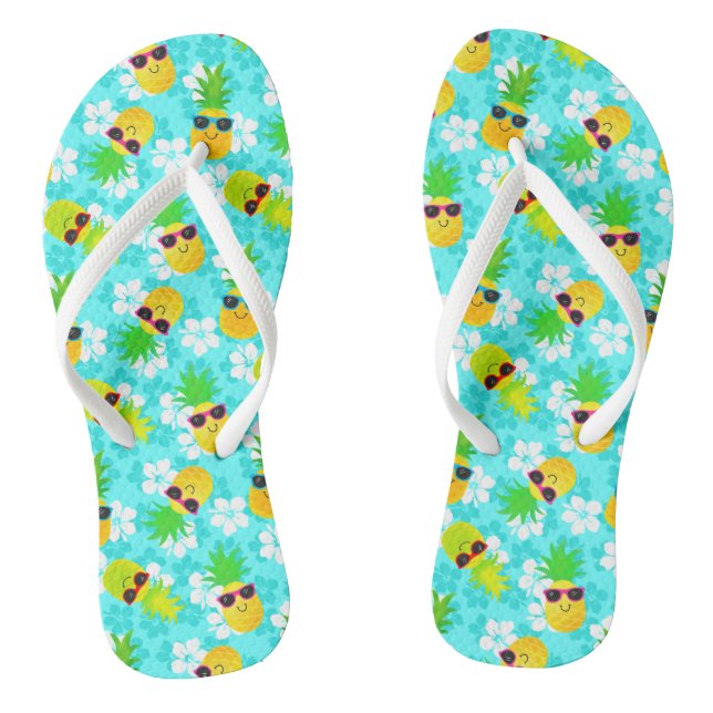 Funny Summer Tropical Pineapples Flip Flops (Footbed)