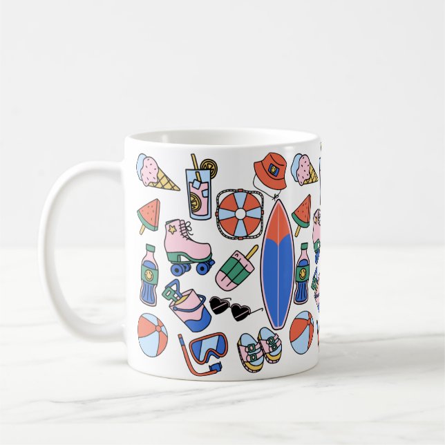 funny summer vacation beach lovers coffee mug (Left)