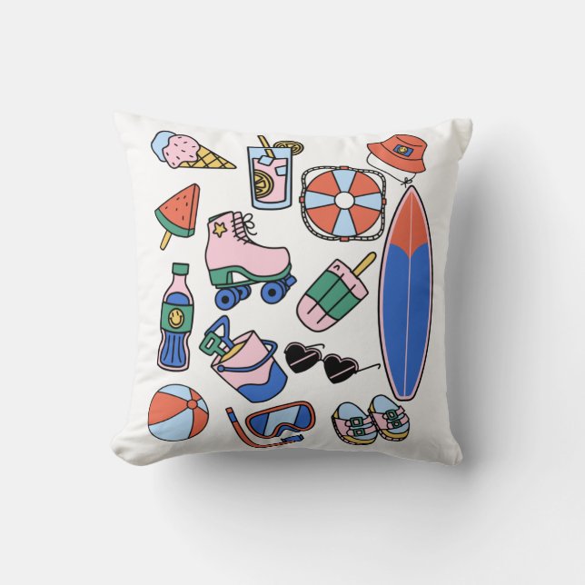 funny summer vacation beach lovers throw pillow (Front)