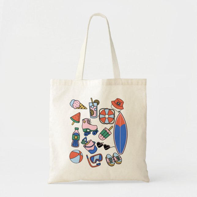 funny summer vacation beach lovers tote bag (Front)