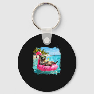 Funny summer vibes raccoon women girls feral girl keychain