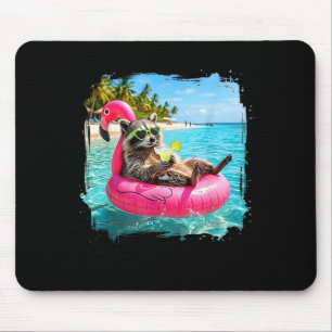 Funny summer vibes raccoon women girls feral girl mouse pad