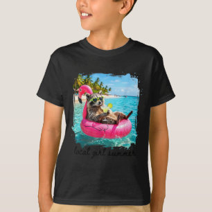 Funny summer vibes raccoon women girls feral girl T-Shirt