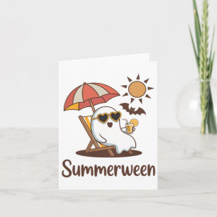Funny Summerween Cute Spooky Summer Ghost Hallowee Card