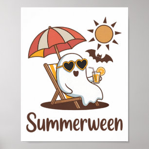 Funny Summerween Cute Spooky Summer Ghost Hallowee Poster