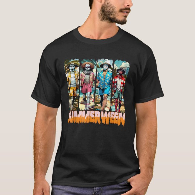 Funny Summerween Horror Characters Halloween Summe T-Shirt (Front)