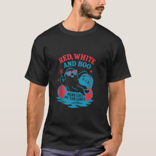 Funny Summerween Red White and Boo 4th of July Mat T-Shirt