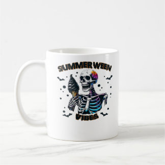 Funny Summerween Vibes Skeleton Summer Vacation Ic Coffee Mug