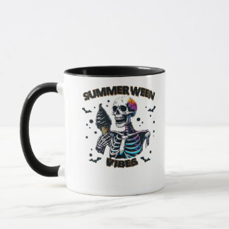 Funny Summerween Vibes Skeleton Summer Vacation Ic Mug