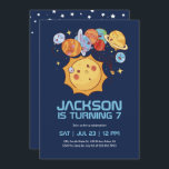 Funny Sun and Planets Outer Space Kids Birthday Invitation<br><div class="desc">Cute design for kids,  boys or girls who love astronaut,  outer space,  rocket,  universe,  planets,  stars and galaxy. Perfect for space theme birthday party. You can customize the wording to fit other occasions.</div>