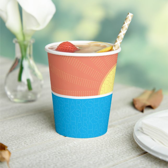 Funny Sun and Sharks Summer Paper Cups (Insitu)